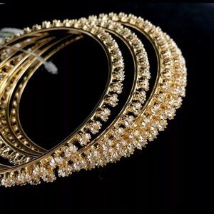 NWT! Lee Angel for Neiman Marcus Crystal Gold Bangle Set